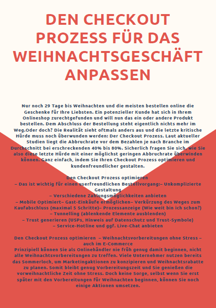 Den Checkout Prozess für das Weihnachtsgeschäft anpassen